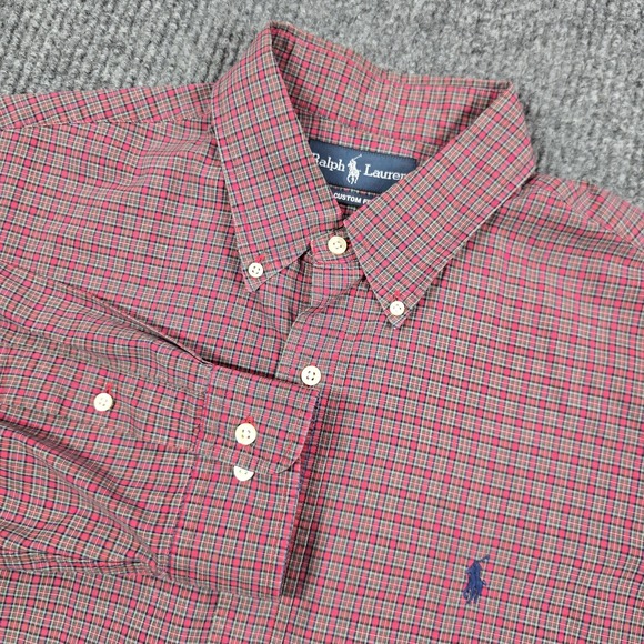 Ralph Lauren Other - Ralph Lauren Shirt‎ Mens 17 32/33 Red Green Plaid Button Down Custom Fit Pony